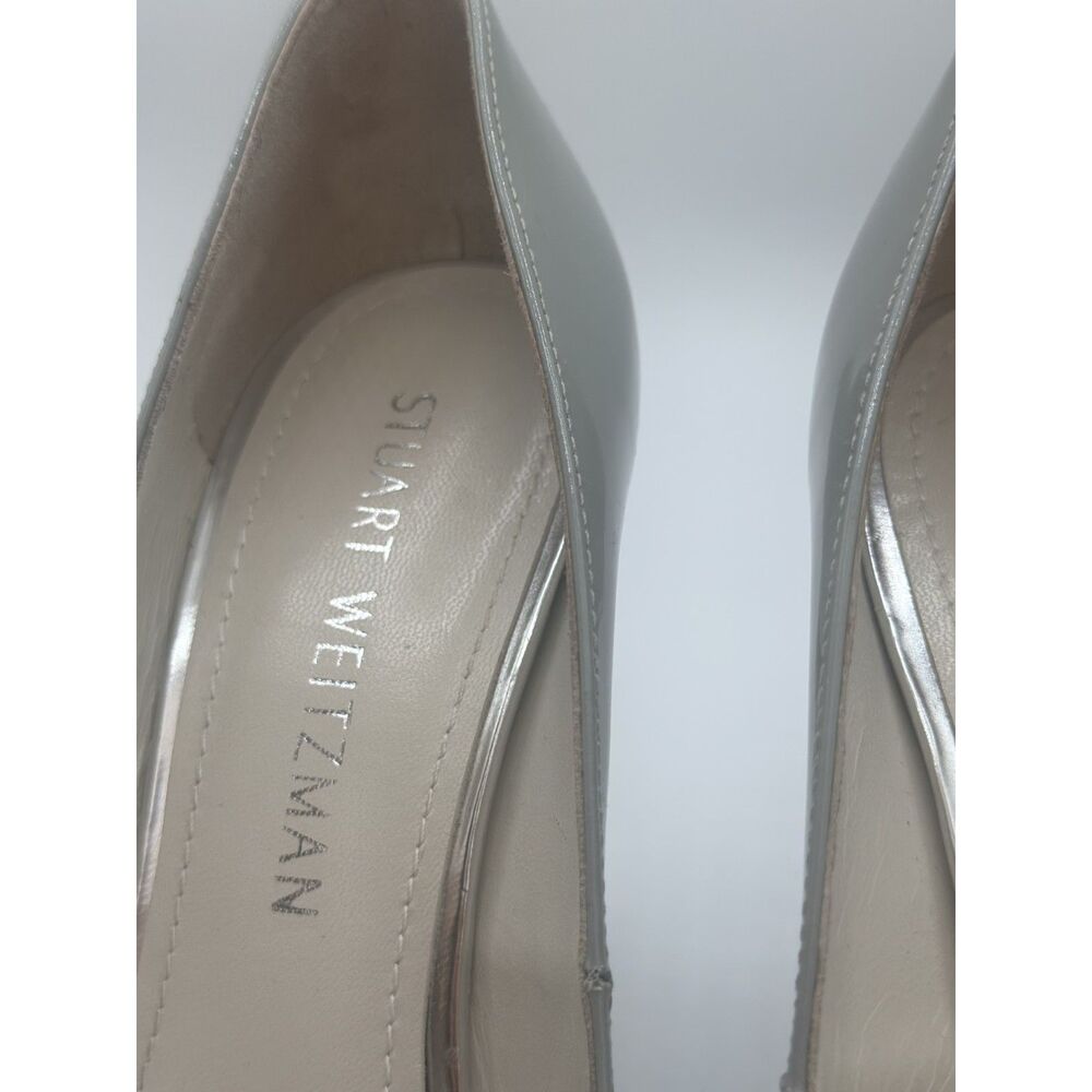 Stuart Weitzman Gray Patent Leather Pointed Toe Stiletto Pumps Size 7.5 - Picture 10 of 10